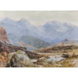 19th Century Swiss School. "Mont Blanc from Chamonix", Watercolour, Inscribed on the mount, 14.5"