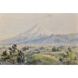 Bernard Aris (1887-1977) New Zealand. "Taranaki", a Mountainous Landscape, Watercolour, Signed,