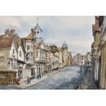 Charles Bone (1926- ) British. Guildford High Street, Watercolour, Signed, 21" x 29".