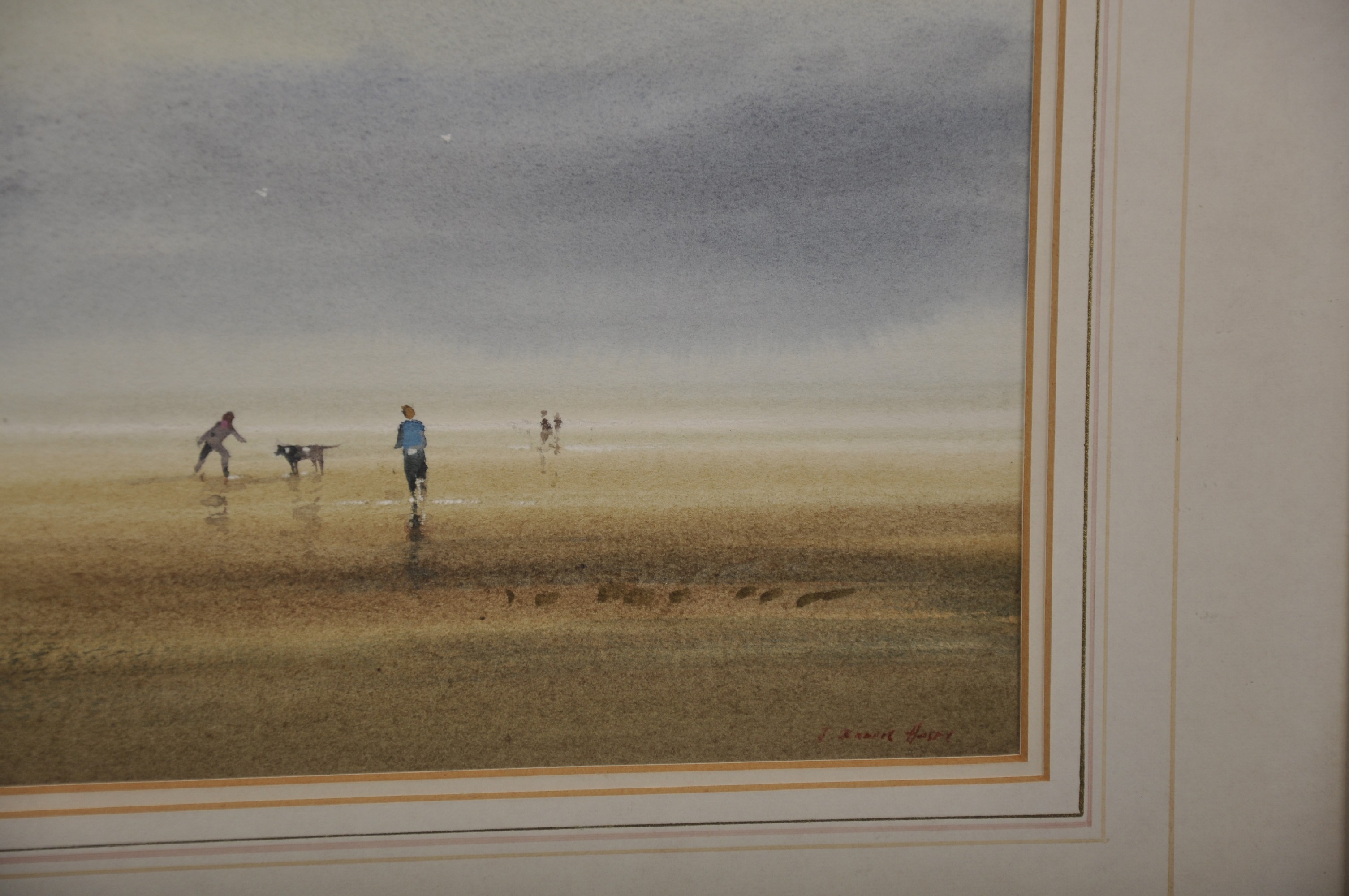 John Barrie Haste (1931-2011) British. Figures with a Dog on a Beach, Watercolour, Signed, 13.5" x - Image 3 of 6