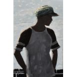 George Lewis (20th Century) British. "Young Fisherman, Mumbai, India", Acrylic on Canvas, Signed,