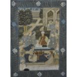 20th Century Persian School. Figures at Prayer, Mixed Media on Fabric, Overall 18.75" x 13.75".