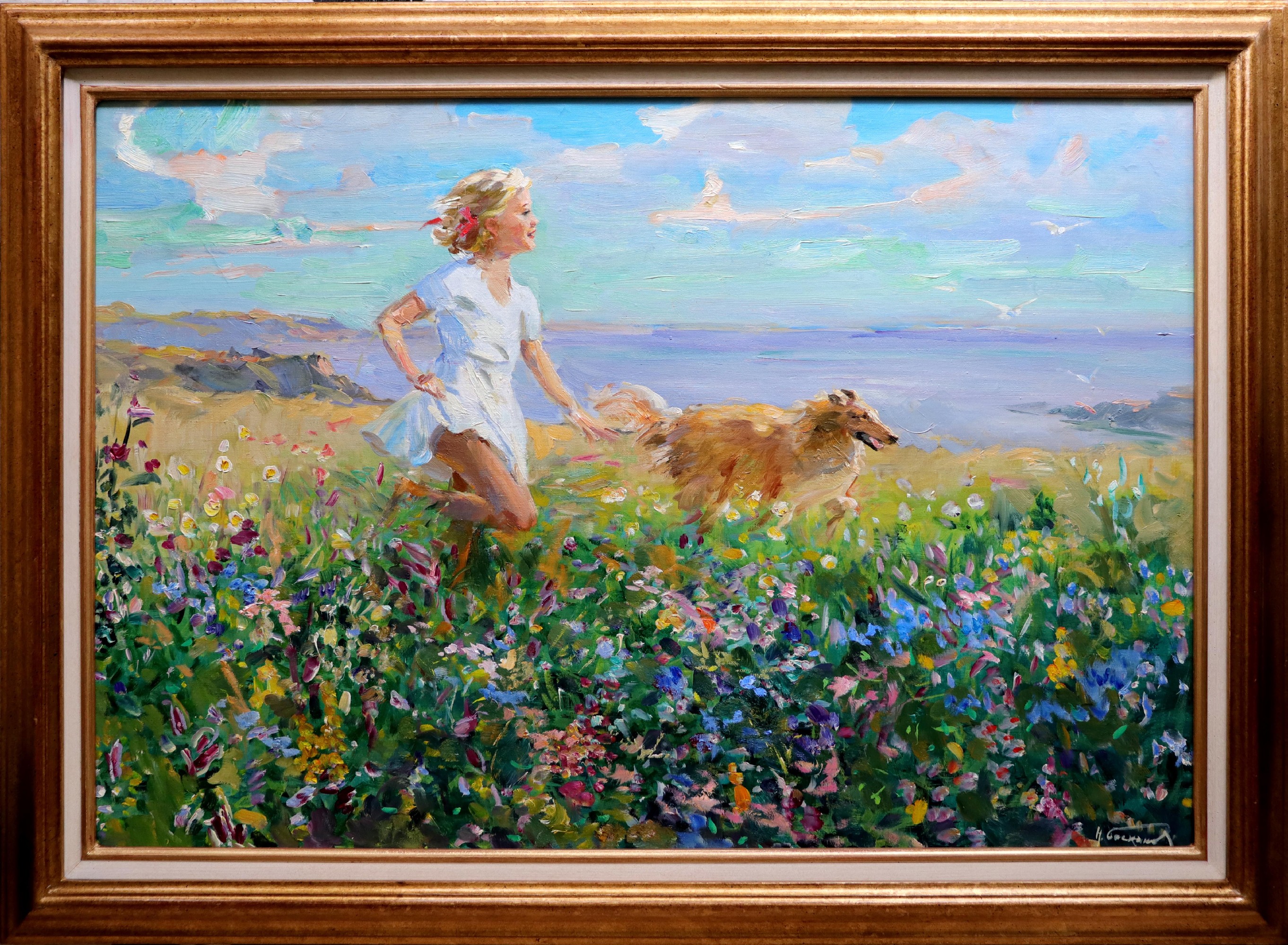 Nikolai Nikolaevitch Baskakov (1918-1993) Russian. "Walking in the Field", a Young Girl with a - Image 2 of 4