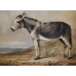 Manner of Edmund Bristow (1787-1876) British. Study of a Donkey in a Landscape, Watercolour, 9.5"