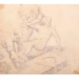 18th Century European School. The Raising of Lazurus, Pencil, Unframed, 6" x 6.75".