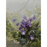Vernon de Beauvoir Ward (1905-1985) British. Still Life of Purple Violets, Oil on Board, Signed,