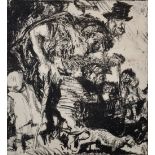 Frank Brangwyn (1867-1956) British. "Itinerant and Children", Lithograph, 7.5" x 6.75".