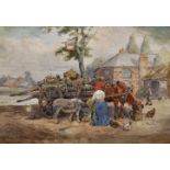 Sidney Paul Goodwin (1867-1944) British. A Logging Team by the Swan Inn, Watercolour, Signed, 10"