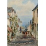 Louis Mortimer (19th - 20th Century) British. A Coastal Street Scene, Watercolour, Signed, 14.5" x