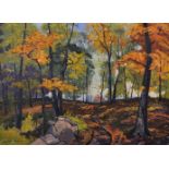 Leonard Amos (1903-1999) Canadian. "Woodland Road in October, Kashlong Lake, Haliburton, Ontario",