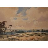 Edwin Harris (20th Century) British. "Cloudy Afternoon Storrington Heath", Watercolour, Signed and