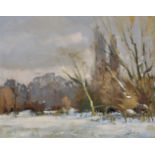 Edward Wesson (1910-1983) British. "After Snow", a Winter Landscape, Oil on Board, Signed, and