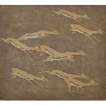 Norbertine von Bresslern-Roth (1891-1978) Austrian. "Flucht, 1926", Deer in Flight, Linocut,