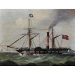 19th Century English School. "The Palmerston of Bristol", A Paddle Steamer in Choppy Waters,