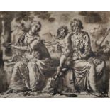 18th Century Italian School. A Figure Scene, Ink, 6" x 7.5", together with another drawing, two (