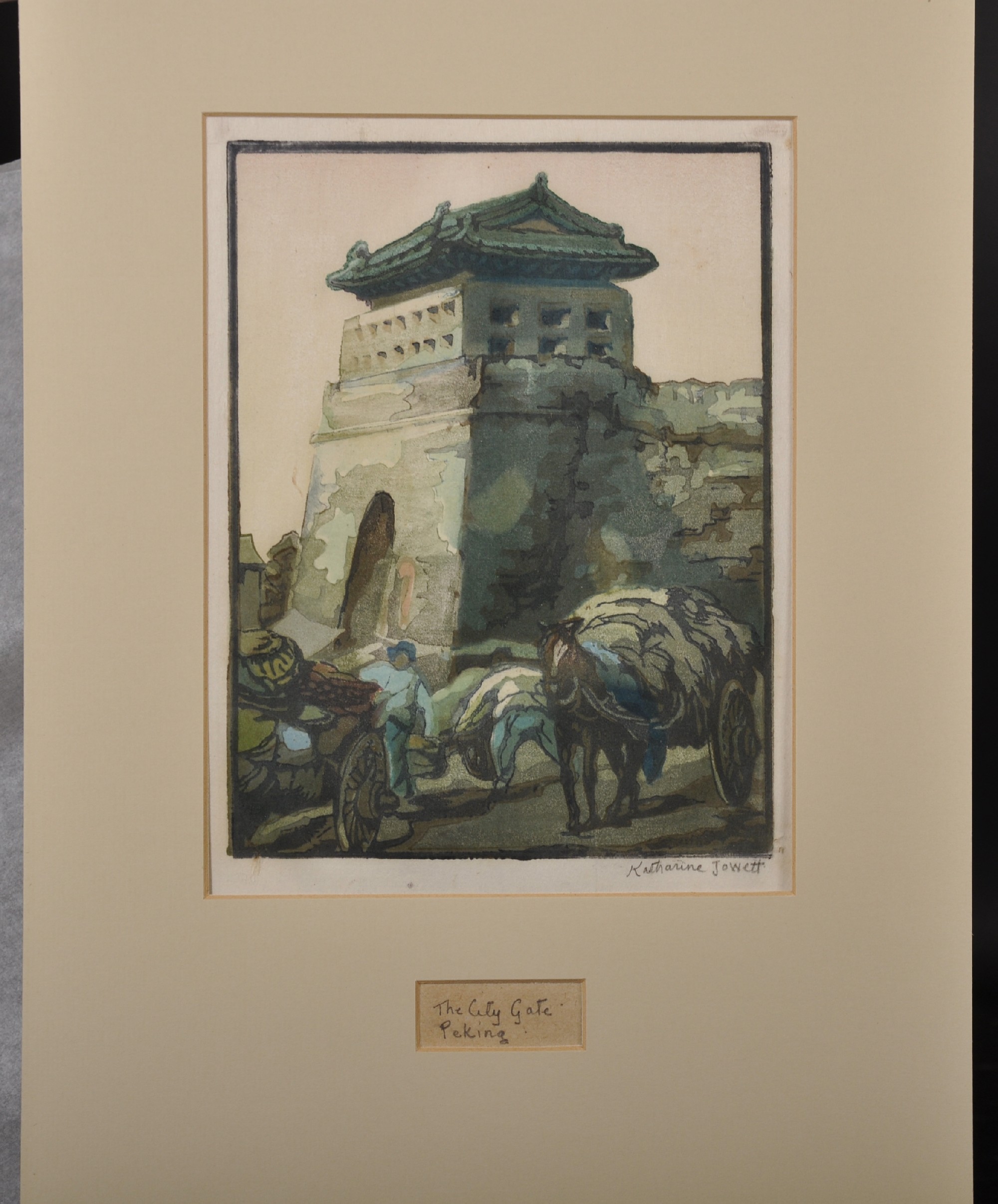 Katharine Jowett (1890-c.1965) British. "The City Gate, Peking", Woodcut in Colours, Signed in - Image 2 of 3