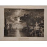 After Joseph Mallord William Turner (1775-1851) British. "Shields on the River Tyne", Mezzotint,