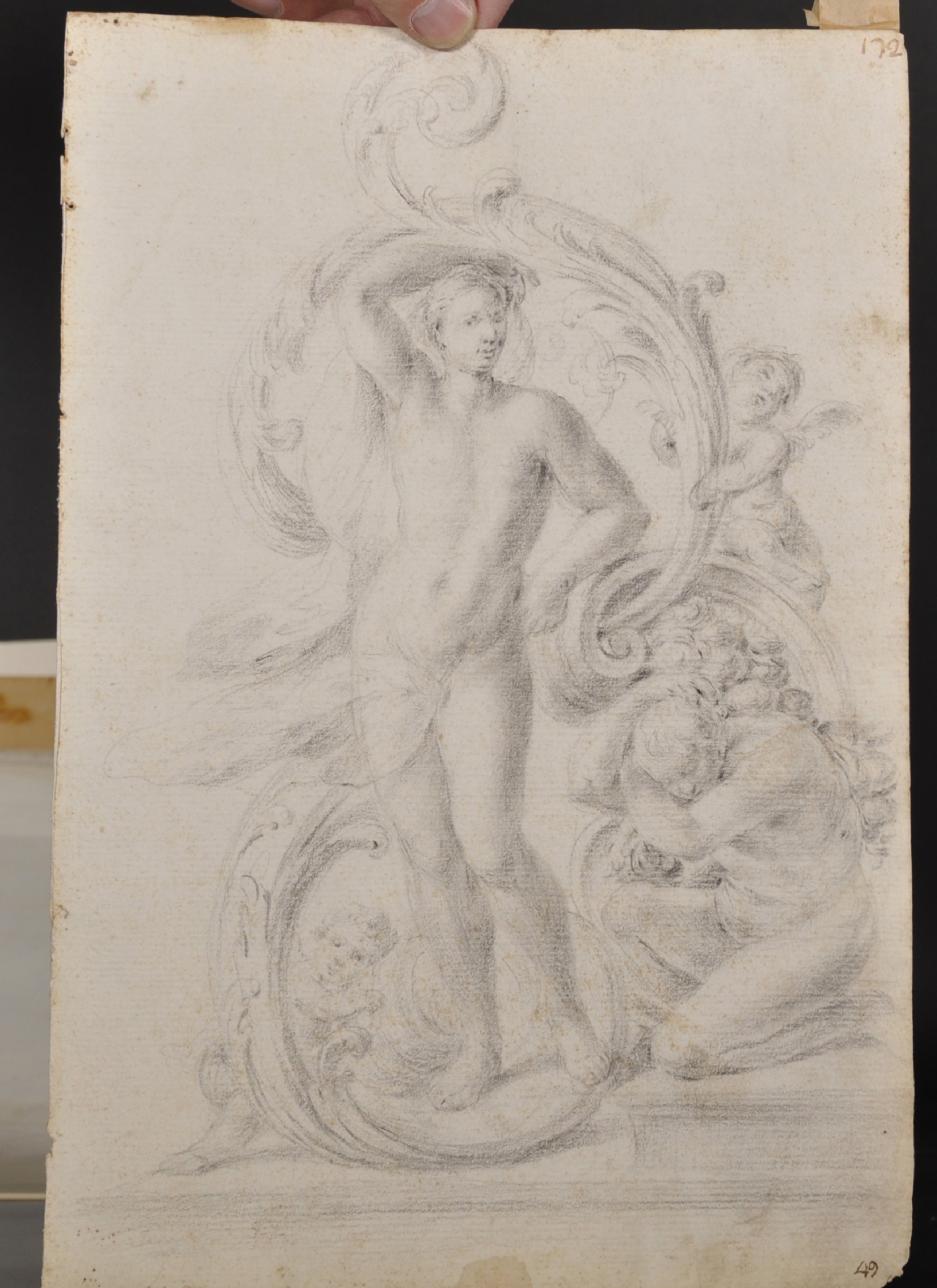 18th Century Italian School. A Standing Figure, Pencil, Unframed, 15" x 10". - Image 2 of 3