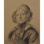 19th Century English School. Bust Portrait of Frances Elizabeth, Viscountess Halford, Pencil and