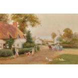 Robert Hollands Walker (act.1882-1922) British. "Princethorp, Warwick", a Village Scene, with