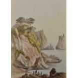 Richenda Cunningham (1782-1855) British. "Ladies Bathing Cove, Torquay", Watercolour, Inscribed