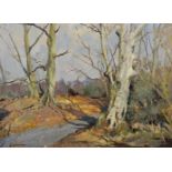 Edward Wesson (1910-1983) British. "Beech Trees, Nr Abinger Hammer", (Surrey), Oil on Board, Signed,