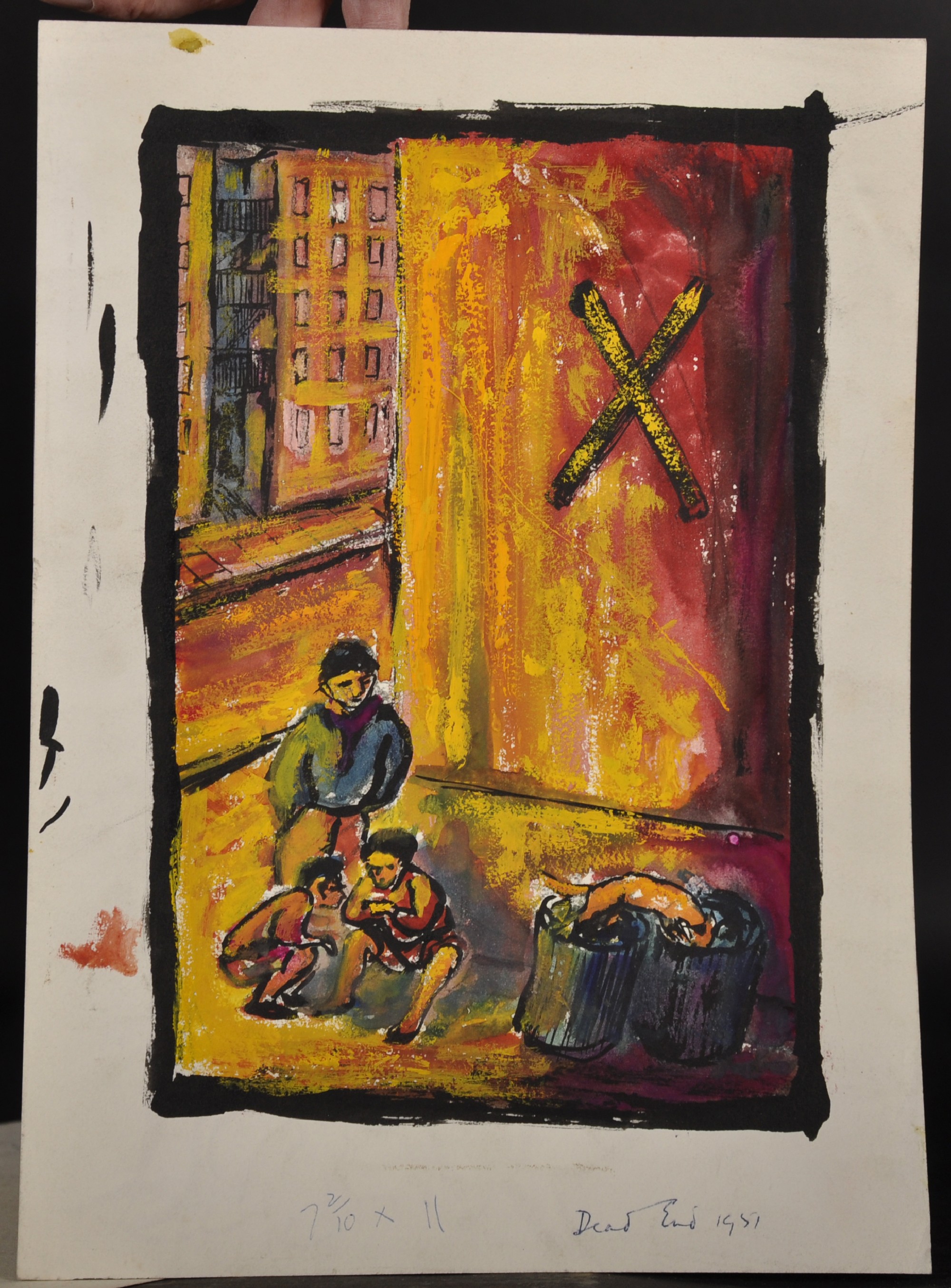 20th Century Continental School. "Old Woman 1951", Mixed Media, Inscribed and Dated 1951, - Image 4 of 5