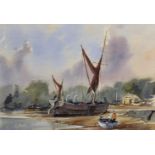 David Griffin (20th - 21st Century) British. A Thames Scene, with a Moored Boat, Watercolour,