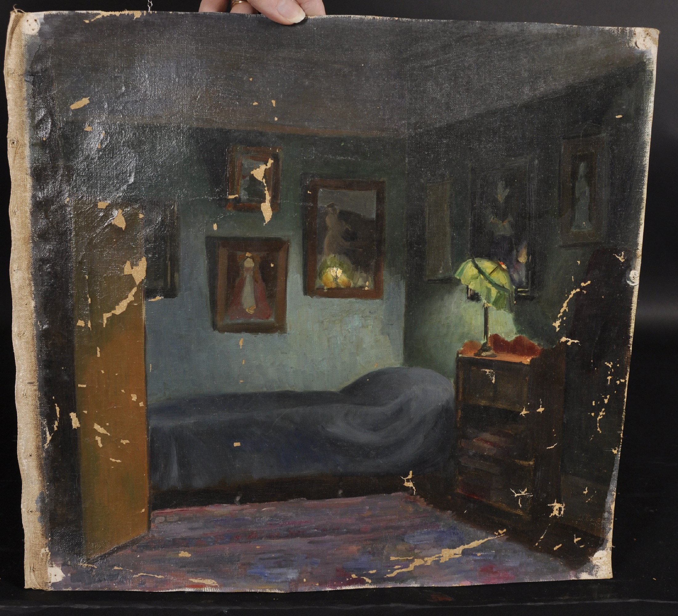 Manner of Walter Richard Sickert (1860-1942) British. The Interior of a Bedroom, with a Green - Image 2 of 3