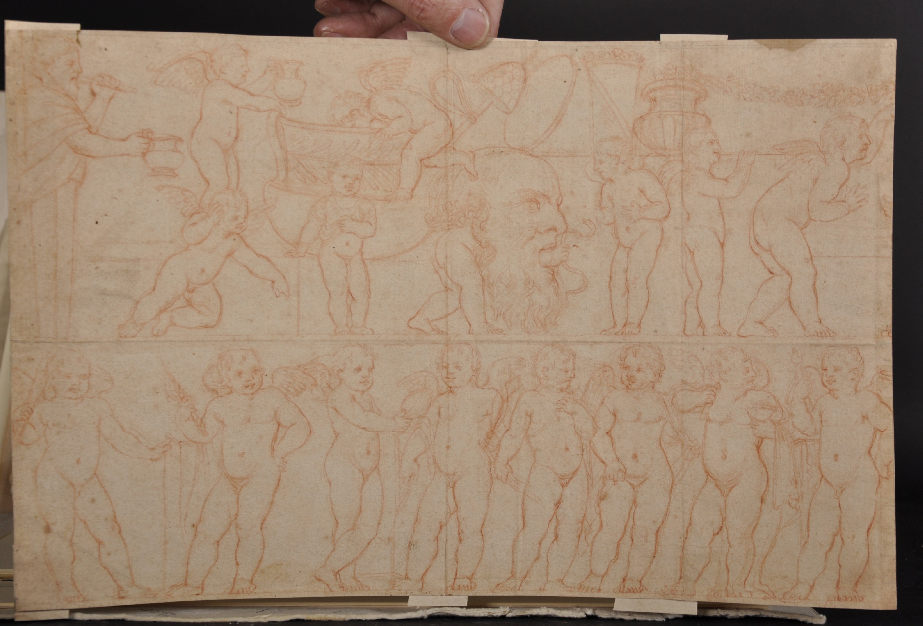 18th Century Italian School. A Study of Cherubs, Red Chalk, Unframed, 10.5" x 16.25". - Image 2 of 3