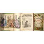 [WOMEN'S PERIODICAL] Young Ladies' Journal, 2 vols., 4to, folding col. costume plates, half calf (
