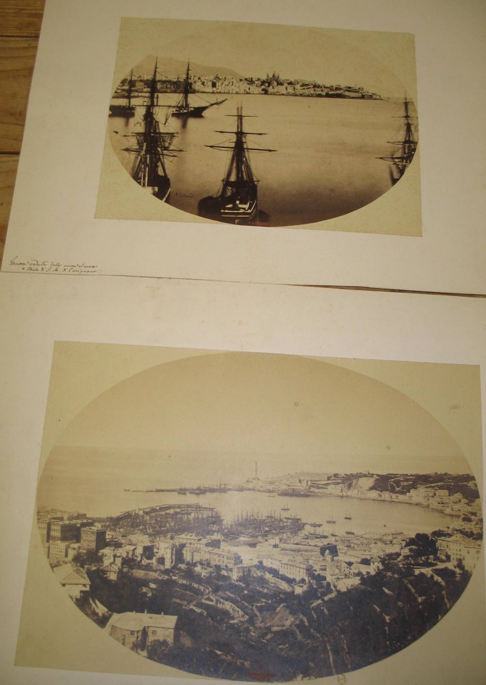 [PHOTOGRAPHS] GODARD (A.) three fine photographs of Genoa, oval, 8.5 x 12 inches, laid on card, 1 - Image 2 of 2