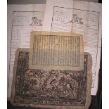[PRINTING, etc] a leaf of printed Chinese text; a Peruvian birchbark painting (uncoloured) & 2 x