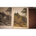 McIAN CARTER, artist, a late 19th c. signed watercolour, together with a signed proof etching, & the