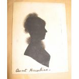 SILHOUETTES, large coll'n of 19th c. silhouettes, some captioned, mostly on card laid on album