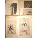 VANITY FAIR caricatures, RONALD SEARLE caricatures, and a large folio scrap album with misc.