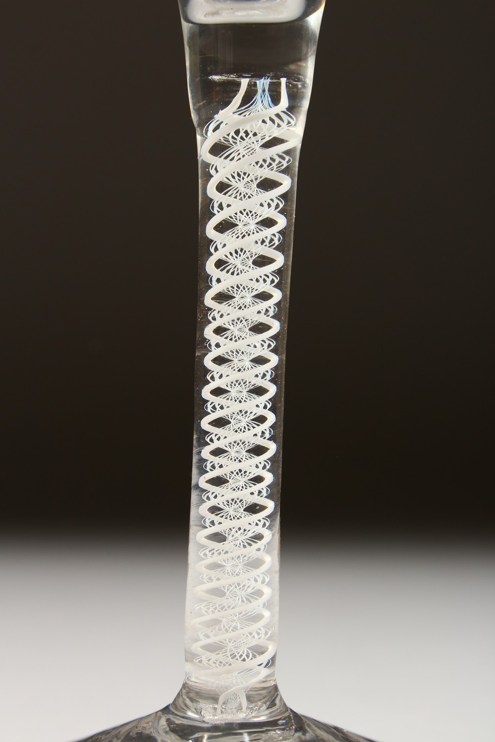 A GEORGIAN WINE GLASS with tapering bowl engraved with fruiting vines, with air twist stem. 6.5ins - Image 2 of 7