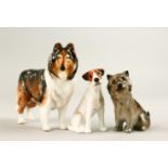 THREE ROYAL DOULTON PORCELAIN DOGS.