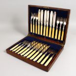 A CANTEEN OF TWELVE FISH KNIVES AND FORKS. 24pcs total