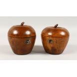 A GOOD PAIR OF APPLE TEA CADDIES. 4ins high