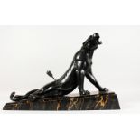 L. CARVIN. A wounded black panther with an arrow in its side. Signed L. Carvin 24 on a marble