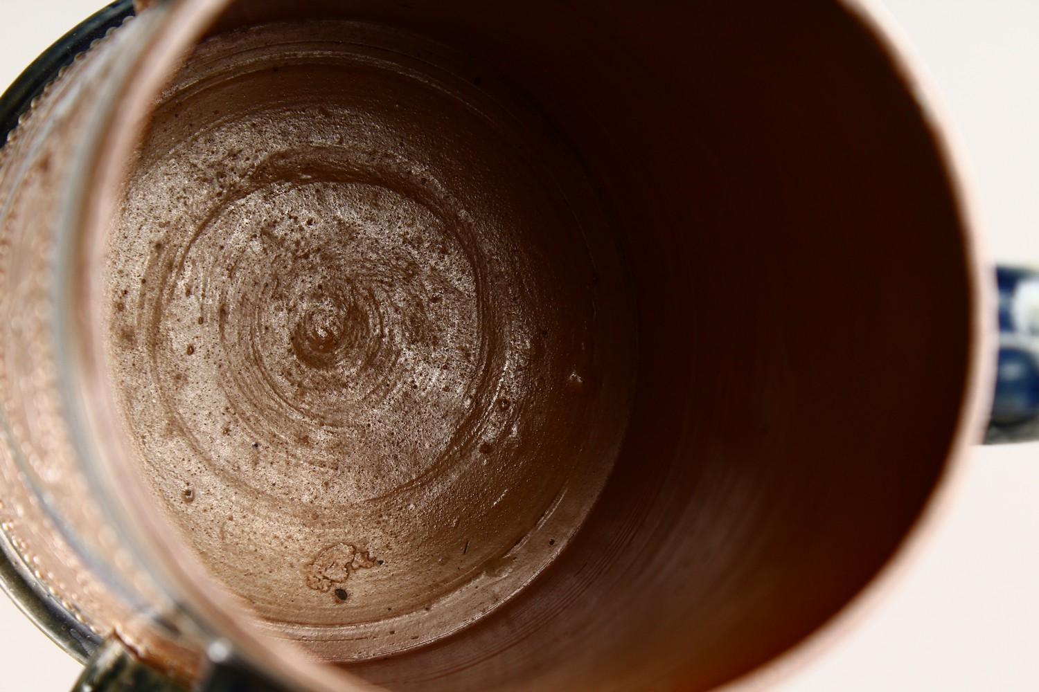 A DOULTON STONEWARE THREE HANDLED TYG with blue decoration. 7ins high. - Image 7 of 9