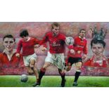 Stephen Doig (1964- ) British. "Manchester United Legends", Pastel, Signed, 12" x 19.75"".