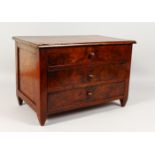 AN APPRENTICE'S FRENCH THREE DRAWER STRAIGHT FRONT COMMODE. W45cm x D27cm x H30cm