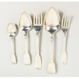 A WILLIAM IV AND GEORGE IV FIDDLE PATTERN CANTEEN comprising twelve table forks, twelve tablespoons,