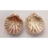 A PAIR OF SHELL SHAPED DISHES. Sheffield 1936.