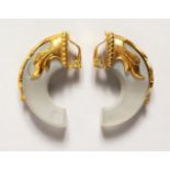 A PAIR OF CRYSTAL AND SILVER GILT EAR CLIPS shaped as cornucopias.