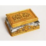 A SMALL PALAIS ROYAL GILDED BRONZE & CUT GLASS DOUBLE STAMP CASE. 3ins long.