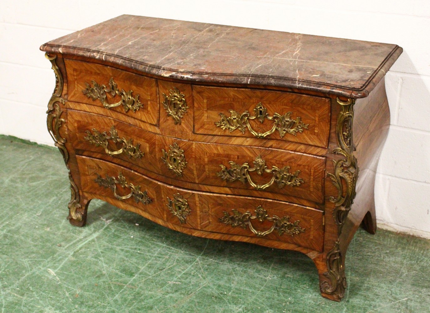 A LOUIS XVTH KINGWOOD BOMBE FRONTED COMMODE by JEAN CHARLES ELLEUME, CIRCA 1755, with grey marble - Image 2 of 37