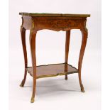 A GOOD FRENCH STYLE MARQUETRY AND ORMOLU OCCASIONAL TABLE, MID 20TH CENTURY, by JAMES SHOOLBRED &